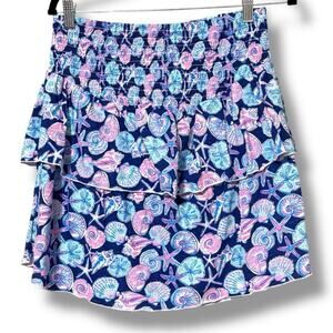 Simply Southern women’s size large high elastic waist tiered short skirt Beachy